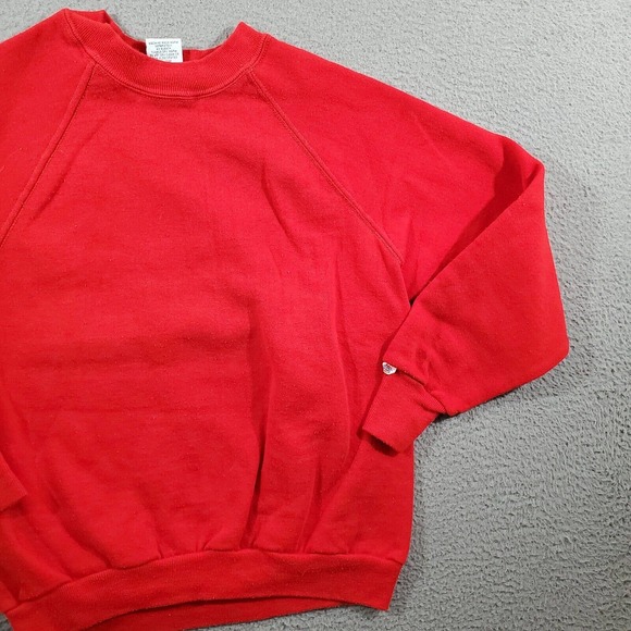 Vintage Dickies Sweatshirt Boys Small Red Solid Crew Neck Pullover Made USA - Picture 5 of 10